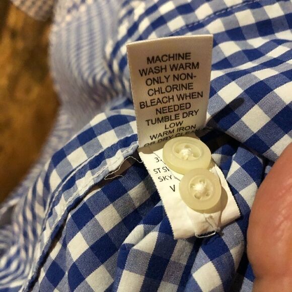Banana Republic Sz S Blue White Check Western Rustic Long Sleeve Shirt - Picture 6 of 7